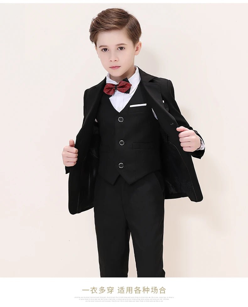 Kids Boys White Blazer Vest Pants 3PCS Set Children Baptism Wedding Prom Suit Baby Boy Elegant Dress Teenager Party Costume - PratSN