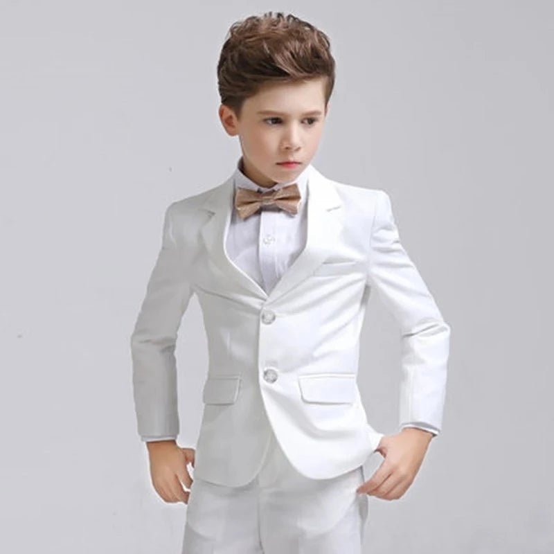 Kids Boys White Blazer Vest Pants 3PCS Set Children Baptism Wedding Prom Suit Baby Boy Elegant Dress Teenager Party Costume - PratSN