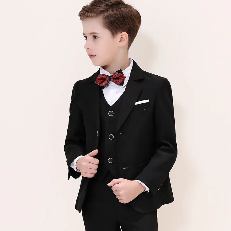 Kids Boys White Blazer Vest Pants 3PCS Set Children Baptism Wedding Prom Suit Baby Boy Elegant Dress Teenager Party Costume - PratSN