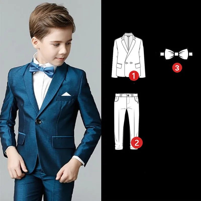 Kids Boys White Blazer Vest Pants 3PCS Set Children Baptism Wedding Prom Suit Baby Boy Elegant Dress Teenager Party Costume - PratSN