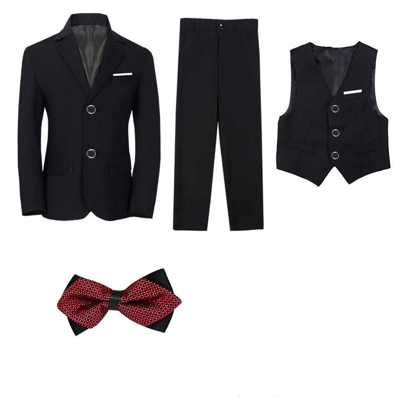 Kids Boys White Blazer Vest Pants 3PCS Set Children Baptism Wedding Prom Suit Baby Boy Elegant Dress Teenager Party Costume - PratSN