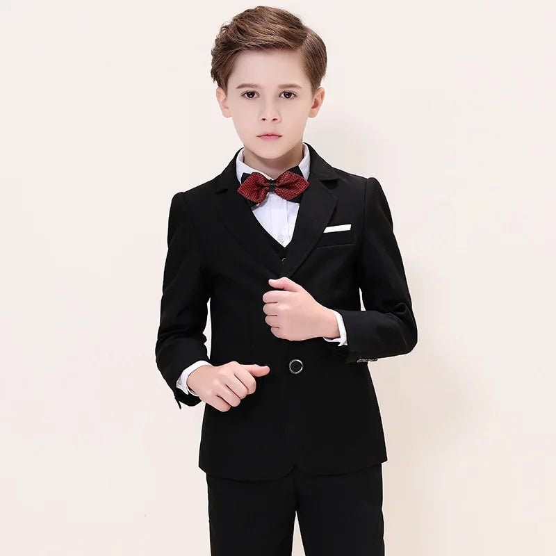 Kids Boys White Blazer Vest Pants 3PCS Set Children Baptism Wedding Prom Suit Baby Boy Elegant Dress Teenager Party Costume - PratSN
