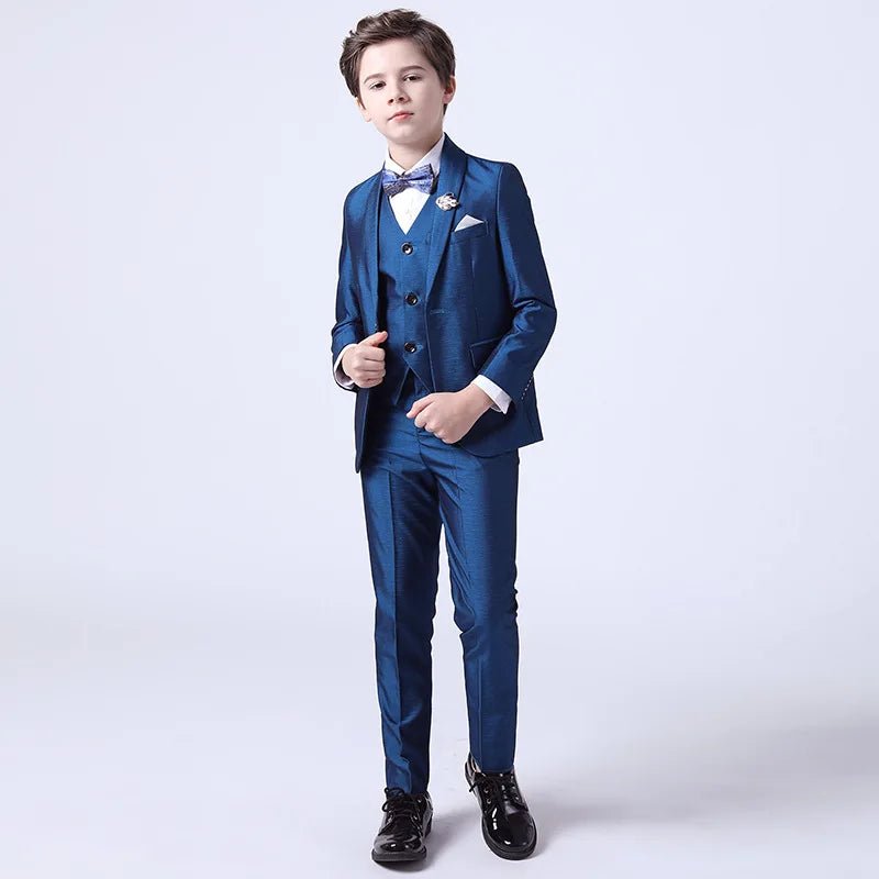 Kids Boys White Blazer Vest Pants 3PCS Set Children Baptism Wedding Prom Suit Baby Boy Elegant Dress Teenager Party Costume - PratSN
