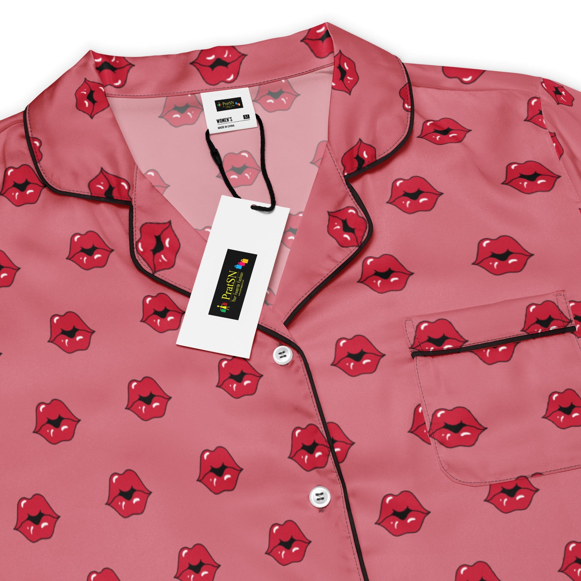 Kiss Pattern All - over print women’s short sleeve pajama top - PratSN