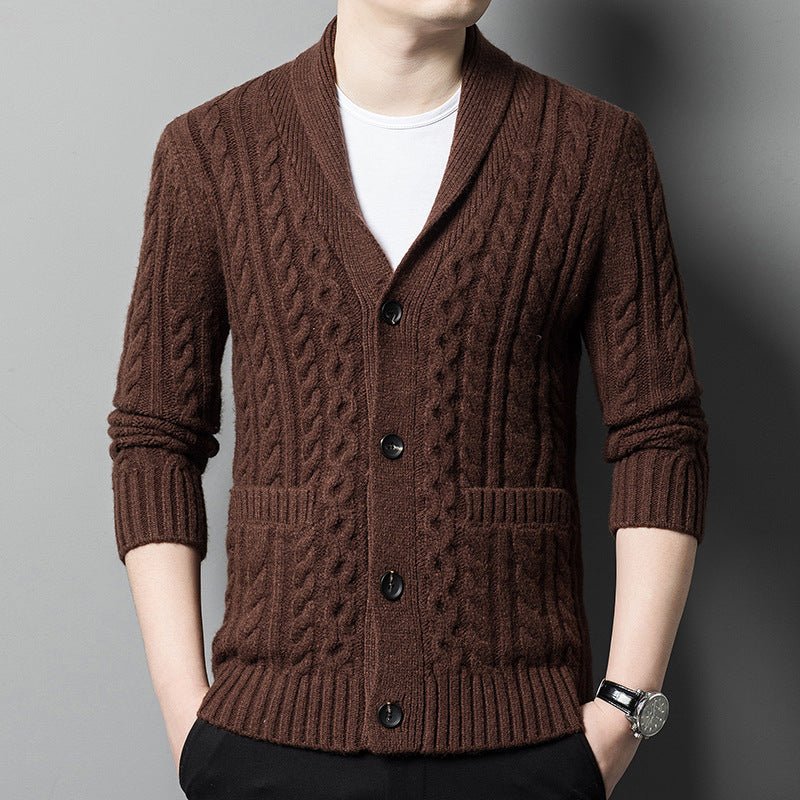 Knitted Cardigan Men's Thickened Jacquard Single - breasted - PratSN