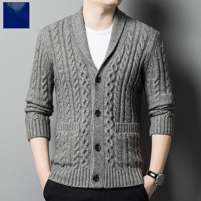 Knitted Cardigan Men's Thickened Jacquard Single - breasted - PratSN