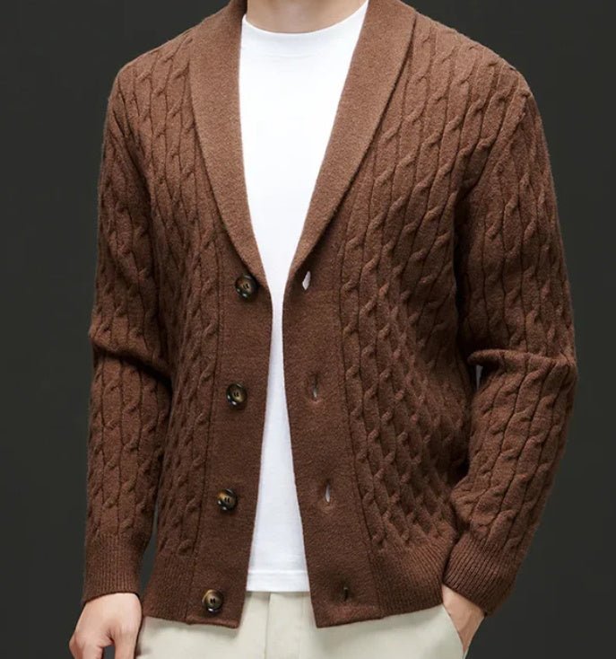 Knitted Cardigan Men's Thickened Jacquard Single - breasted - PratSN