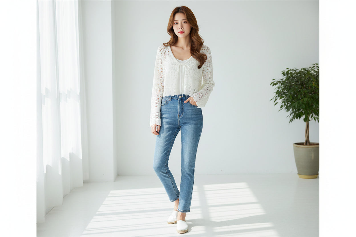 Knitted Long Sleeve Sun Protection Thin Cardigan Blouse Ice Silk Air Conditioning Top - PratSN