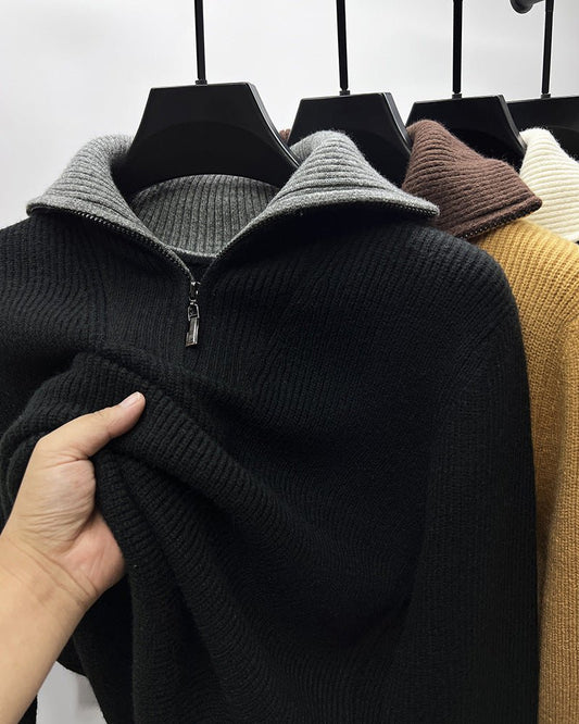 Knitwear Coat Men's Winter Lapel High Collar Sweater - PratSN