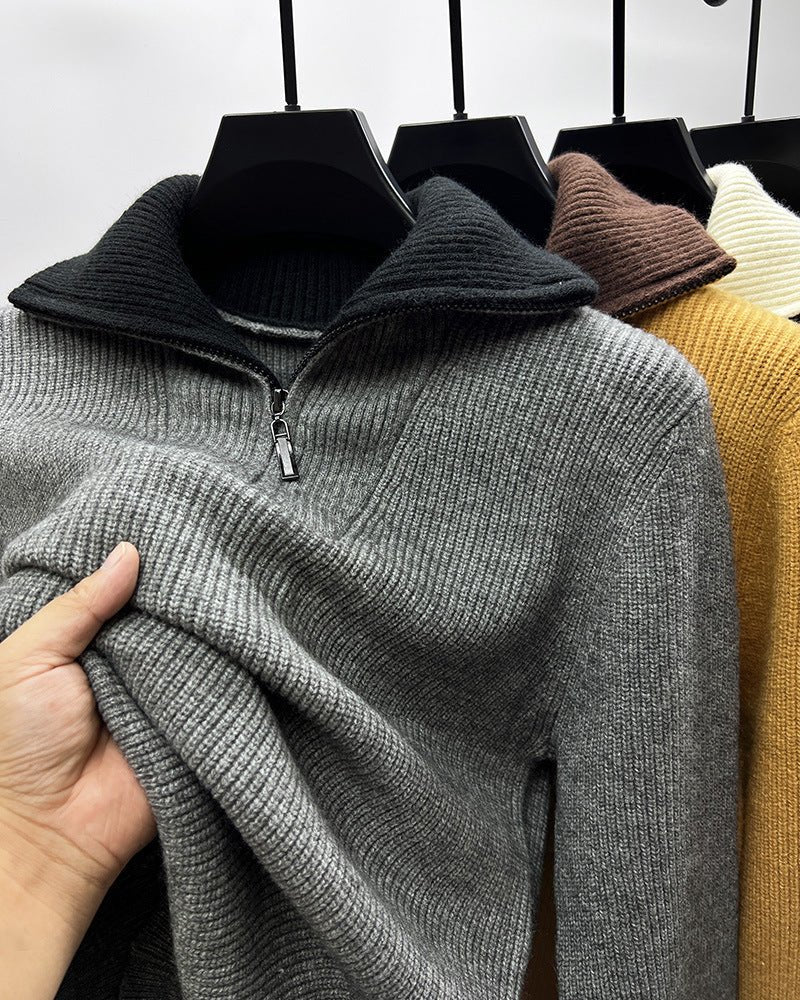 Knitwear Coat Men's Winter Lapel High Collar Sweater - PratSN