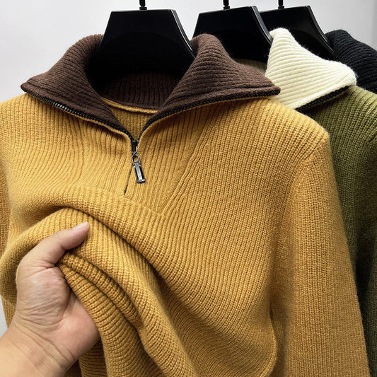 Knitwear Coat Men's Winter Lapel High Collar Sweater - PratSN