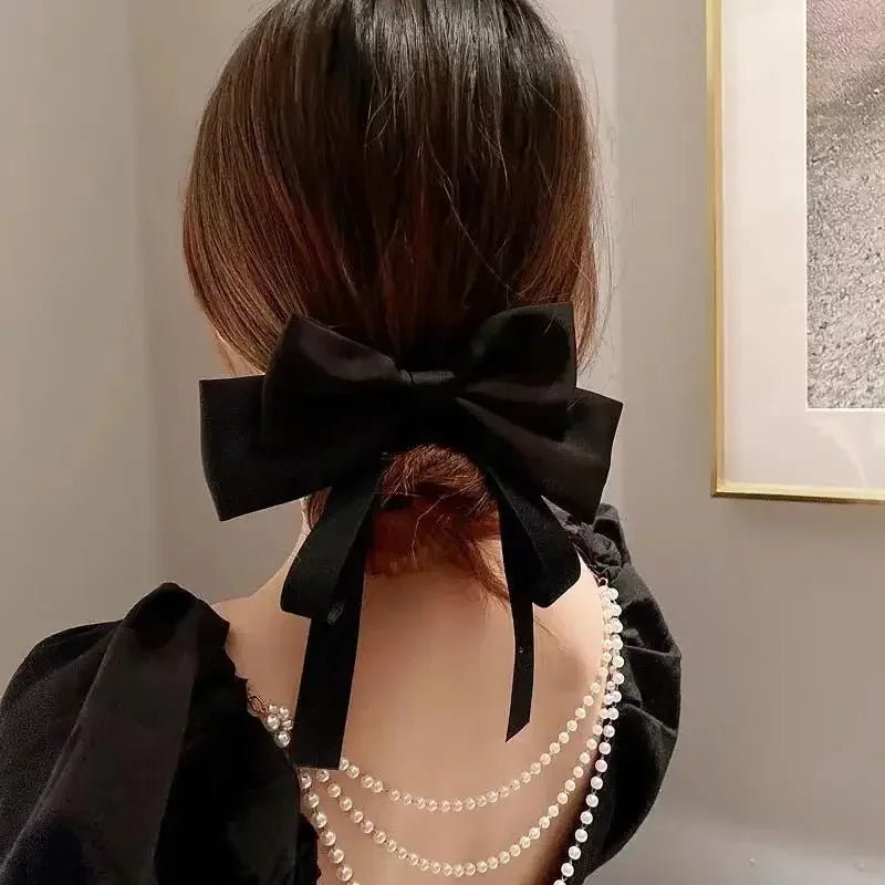 Korean Fashion Elegant Bow Spring Hair Clips Princess Ribbon Headwear Girls Women Hair Accessories High Quality Hair Clips - PratSN