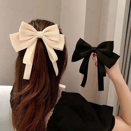Korean Fashion Elegant Bow Spring Hair Clips Princess Ribbon Headwear Girls Women Hair Accessories High Quality Hair Clips - PratSN