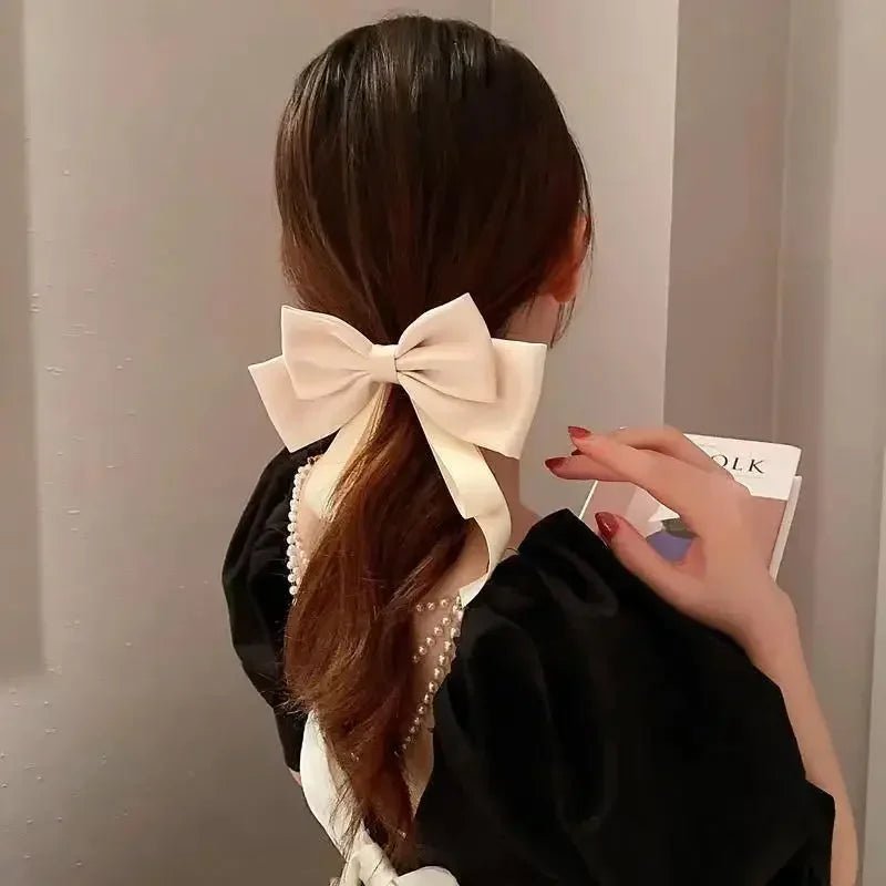 Korean Fashion Elegant Bow Spring Hair Clips Princess Ribbon Headwear Girls Women Hair Accessories High Quality Hair Clips - PratSN