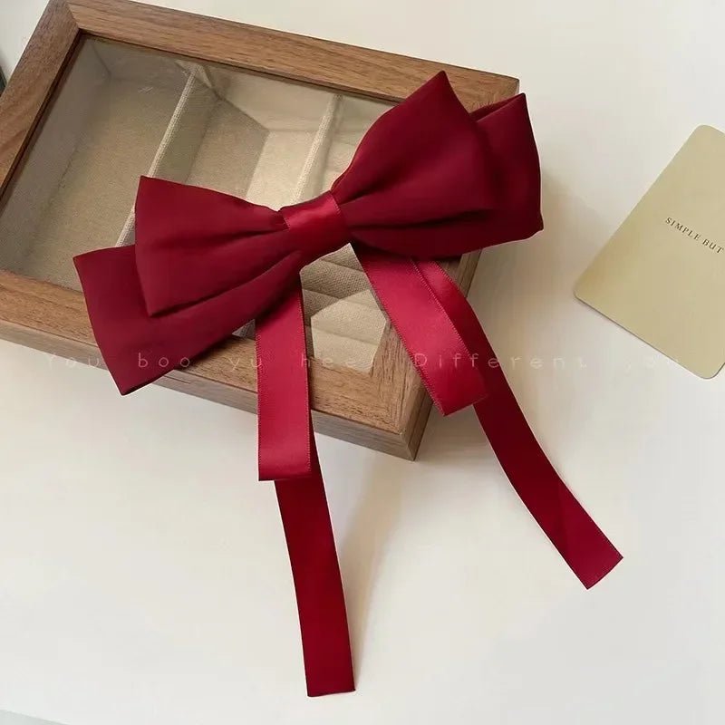 Korean Fashion Elegant Bow Spring Hair Clips Princess Ribbon Headwear Girls Women Hair Accessories High Quality Hair Clips - PratSN