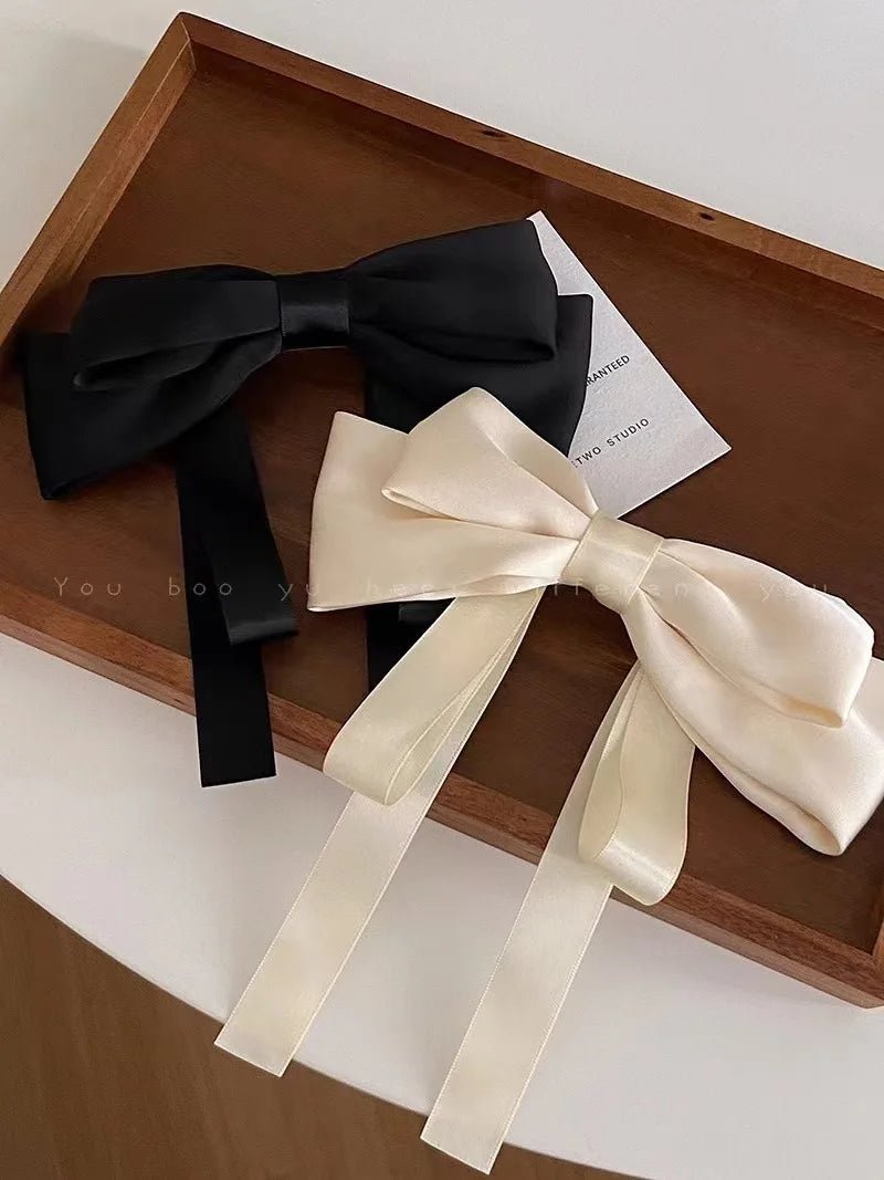 Korean Fashion Elegant Bow Spring Hair Clips Princess Ribbon Headwear Girls Women Hair Accessories High Quality Hair Clips - PratSN