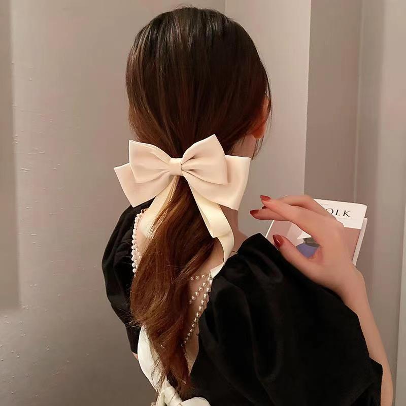 Korean Fashion Elegant Bow Spring Hair Clips Princess Ribbon Headwear Girls Women Hair Accessories High Quality Hair Clips - PratSN