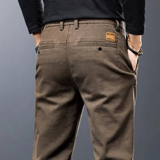 KUBRO Men's Pants Casual Cotton Solid Color Spring Autumn Straight Business Work Pants High Quality Fashion Black Grey Trousers - PratSN