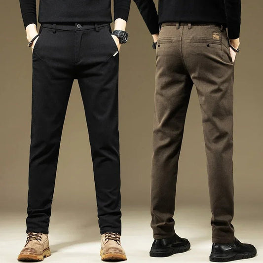 KUBRO Men's Pants Casual Cotton Solid Color Spring Autumn Straight Business Work Pants High Quality Fashion Black Grey Trousers - PratSN