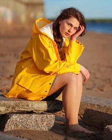 Ladies Long Raincoats Rain Jacket Waterproof Packable Hooded Windbreaker Lightweight Adjustable Waist Outdoor Protection Storm - PratSN