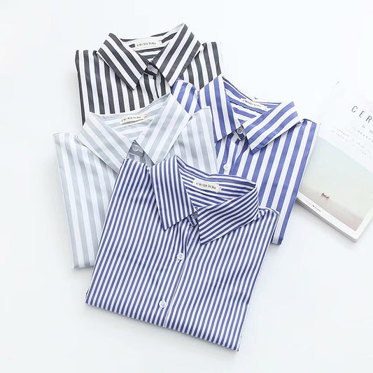 Ladies Loose Striped Long Sleeved Bottoming Shirt - PratSN