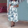 Latest Design Summer Dress Lapel Button Printing Dress Short Sleeve Waistband Shirt Dress Without Belt - PratSN