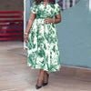 Latest Design Summer Dress Lapel Button Printing Dress Short Sleeve Waistband Shirt Dress Without Belt - PratSN