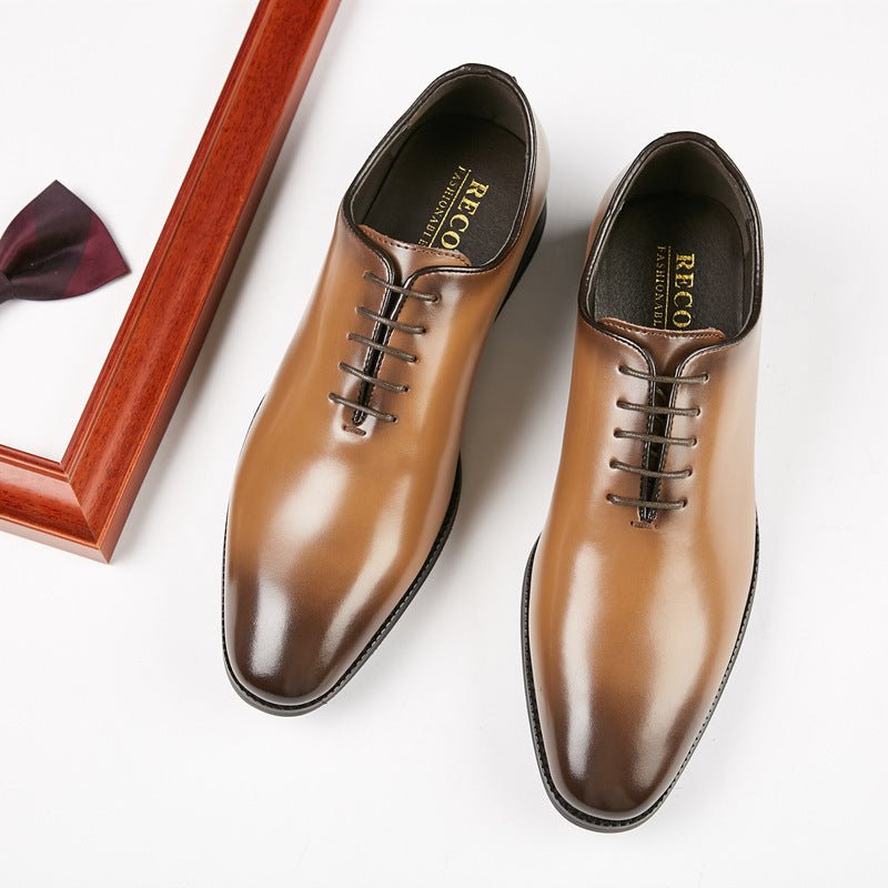 Leather Hand - polished Business Shoes Men's Formal Wear Lace - up Shoes For Young Gentlemen - PratSN