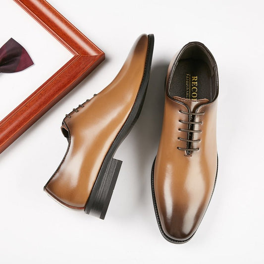 Leather Hand - polished Business Shoes Men's Formal Wear Lace - up Shoes For Young Gentlemen - PratSN
