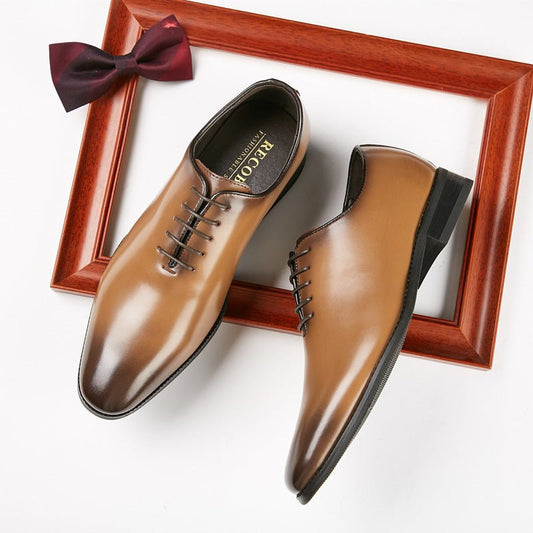 Leather Hand - polished Business Shoes Men's Formal Wear Lace - up Shoes For Young Gentlemen - PratSN