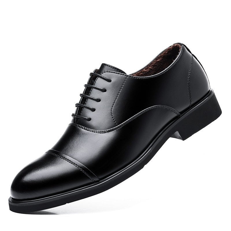 Leather Shoes Men's Height Increasing Insole Pointed Toe Wedding Shoes - PratSN