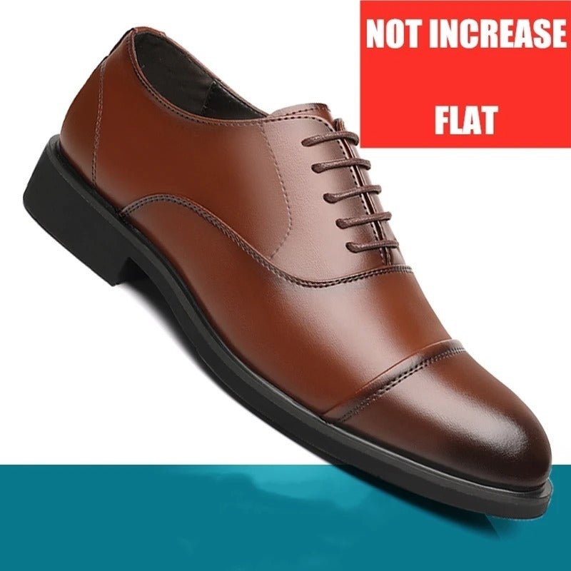 Leather Shoes Men's Height Increasing Insole Pointed Toe Wedding Shoes - PratSN