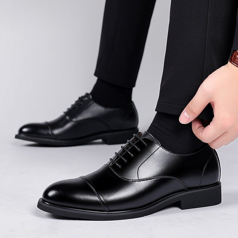 Leather Shoes Men's Height Increasing Insole Pointed Toe Wedding Shoes - PratSN