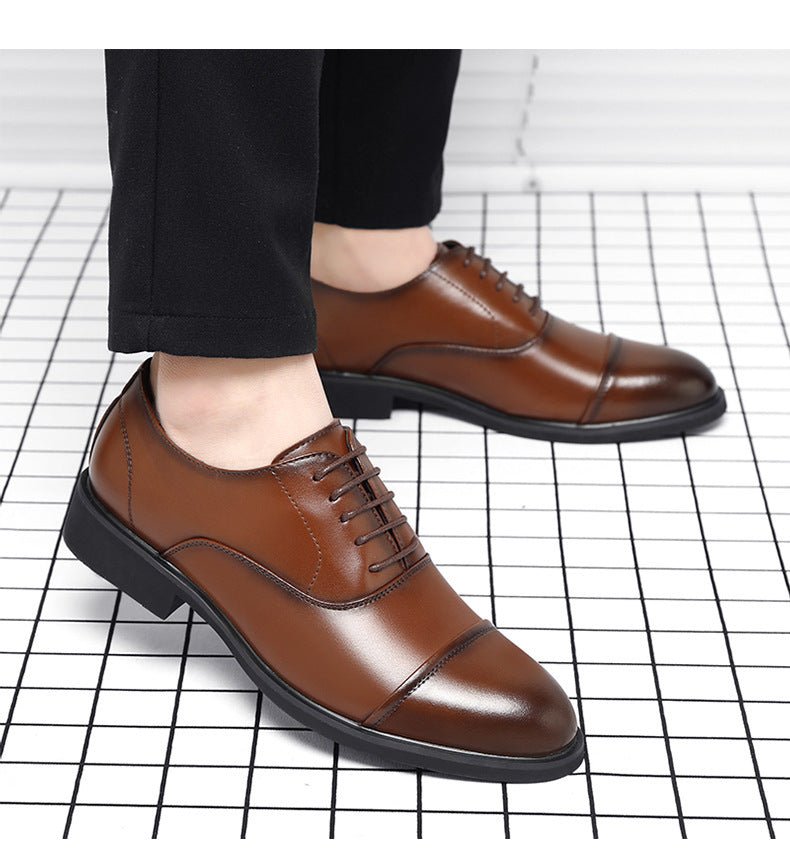 Leather Shoes Men's Height Increasing Insole Pointed Toe Wedding Shoes - PratSN