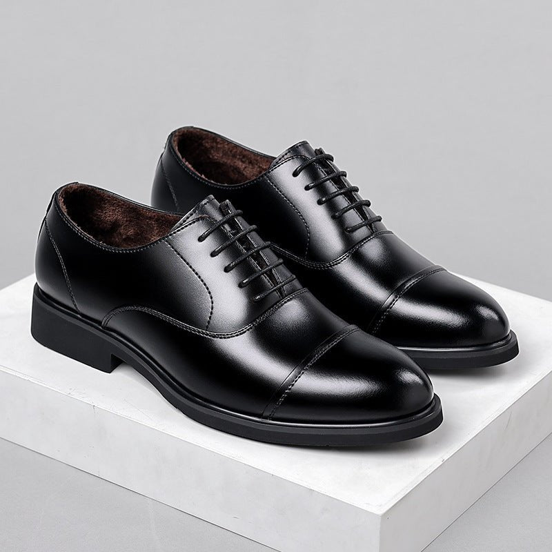 Leather Shoes Men's Height Increasing Insole Pointed Toe Wedding Shoes - PratSN