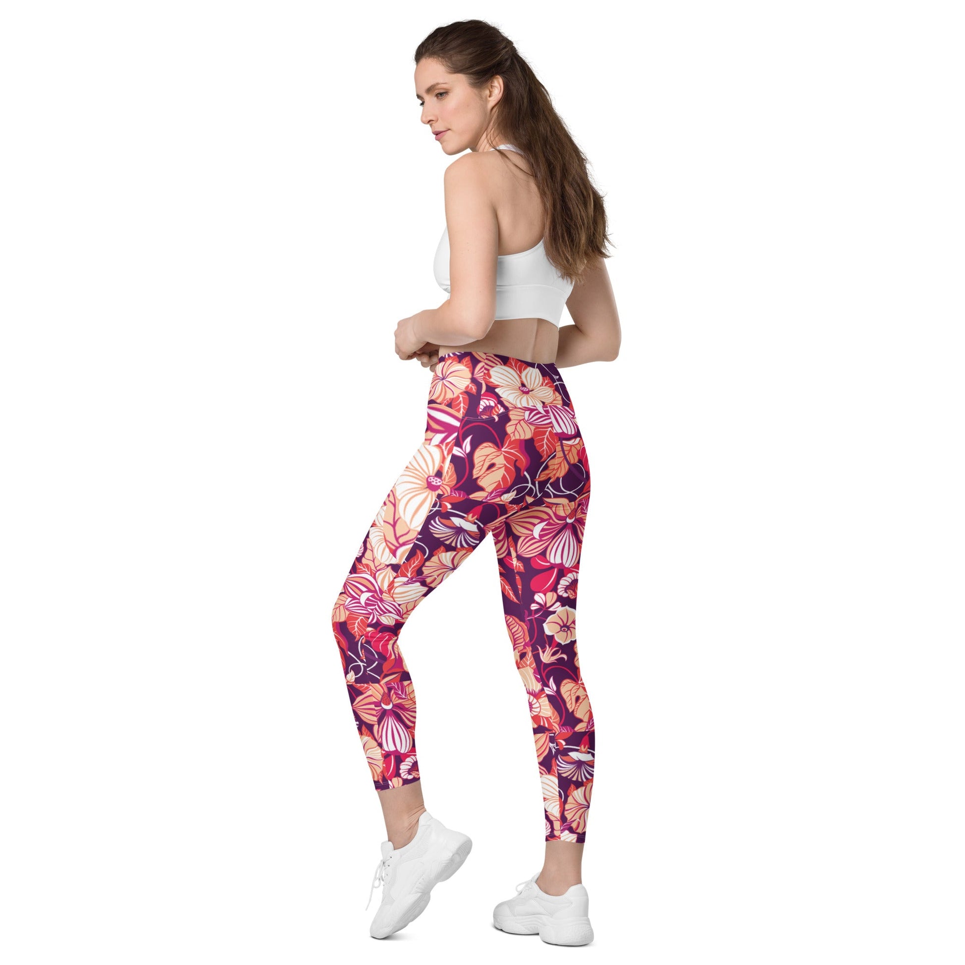 Leggings with pockets Trendy Activewear floral pants - PratSN