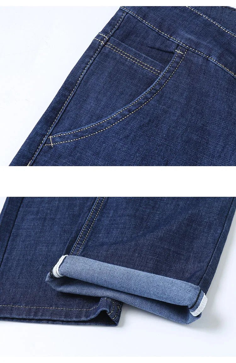 Light Blue Classic Business Casual Cotton Pants Fashion Breathable Denim Elastic Trousers Brand Men's Clothing Straight Jeans - PratSN