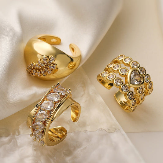 Light Luxury Zircon Geometric Open Ring - PratSN