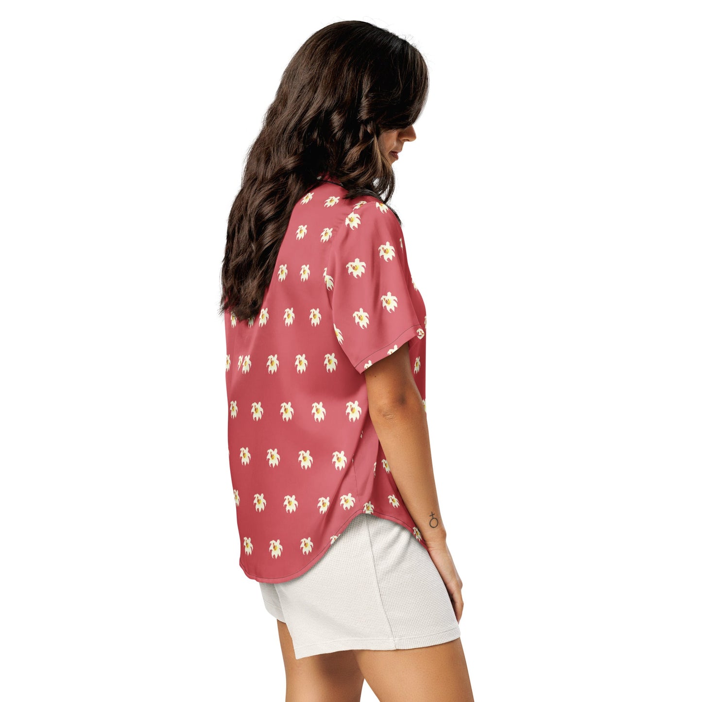 Lily flowers on mandy filling - all - over print women’s short sleeve pajama top - PratSN