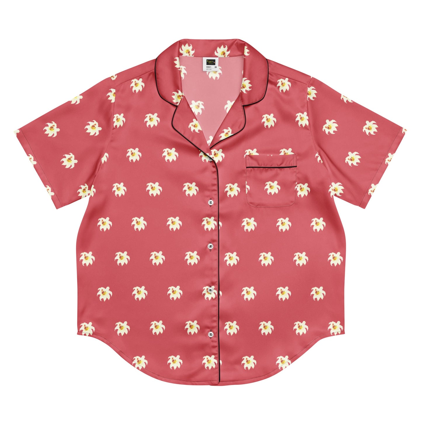 Lily flowers on mandy filling - all - over print women’s short sleeve pajama top - PratSN
