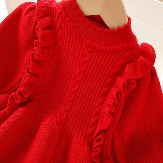 Little maven 2025 New Year Red Dress Girls Christmas Sweater Dresses Children's Clothing Spring Autumn Baby Girls Kids Clothes - PratSN
