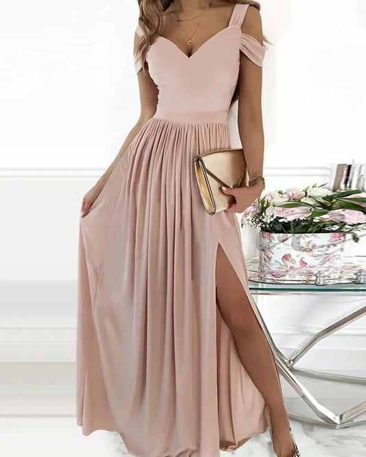 Long Floor Length Elegant Greek Style Pleated Dress - PratSN