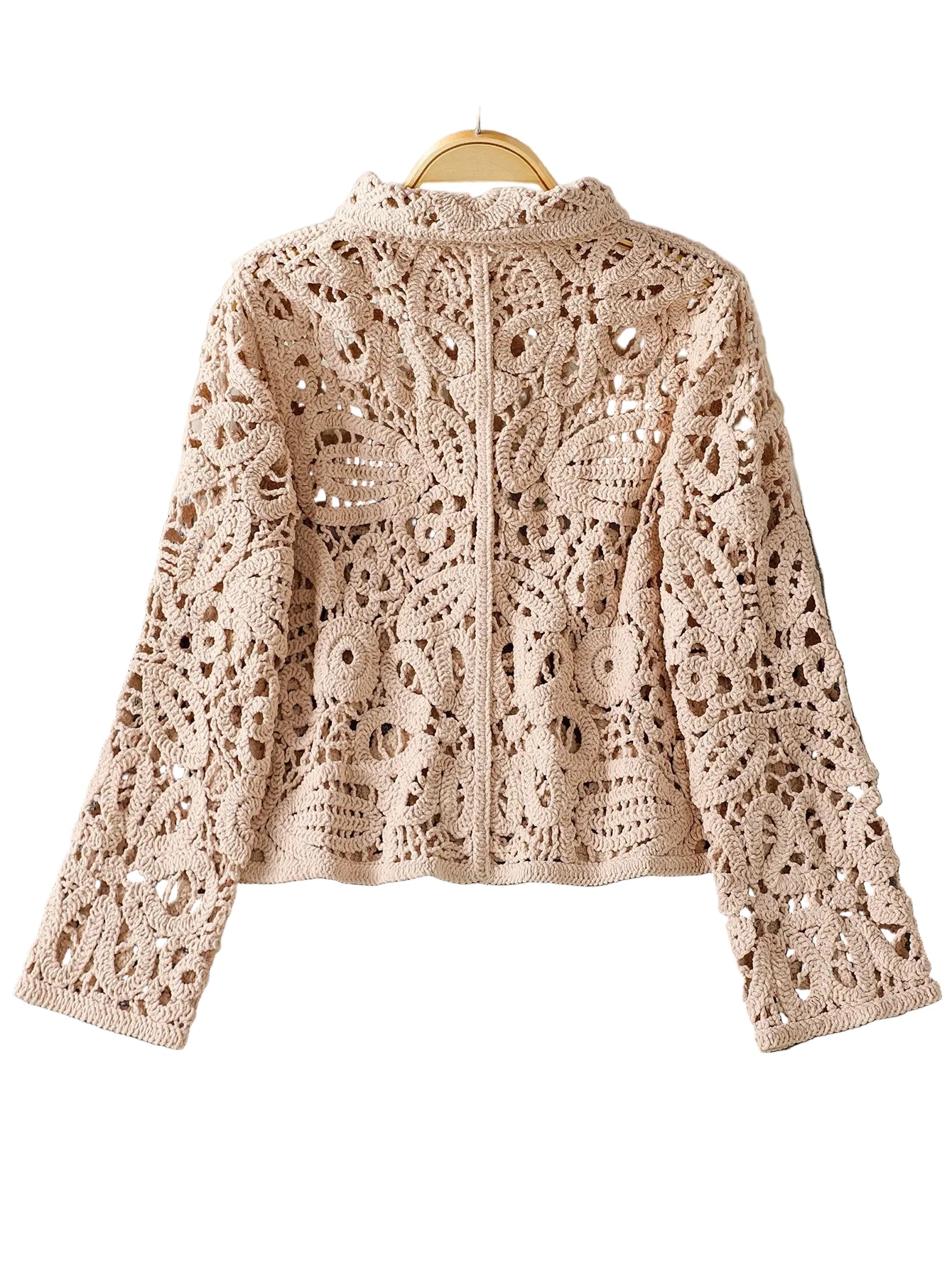 Long Sleeve Crochet Knitted Cardigan Open Front Knitwear for Women Comfortable Breathable Casual Style - PratSN