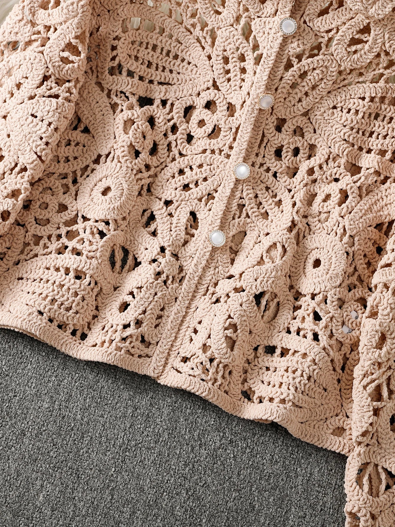 Long Sleeve Crochet Knitted Cardigan Open Front Knitwear for Women Comfortable Breathable Casual Style - PratSN