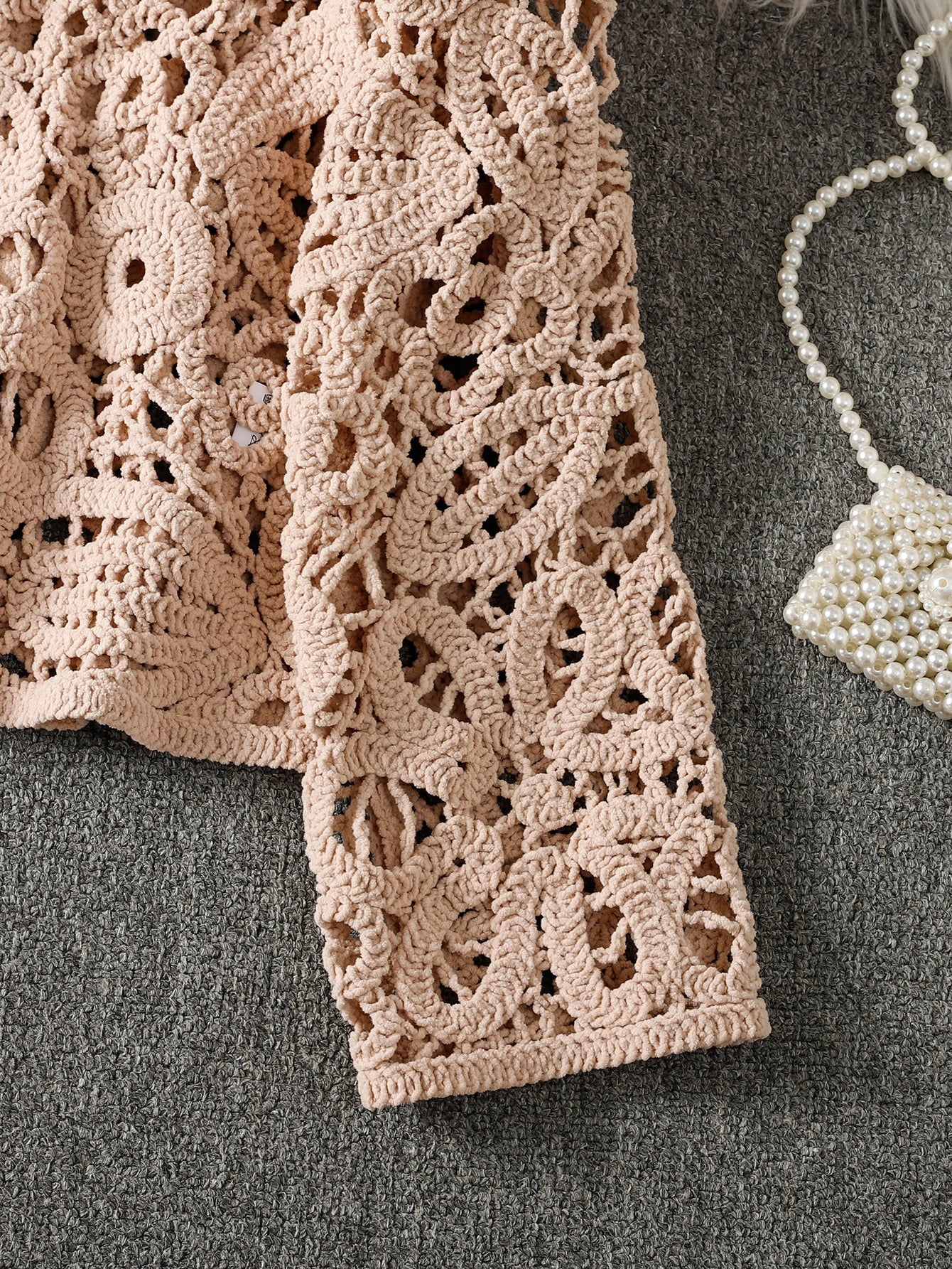 Long Sleeve Crochet Knitted Cardigan Open Front Knitwear for Women Comfortable Breathable Casual Style - PratSN