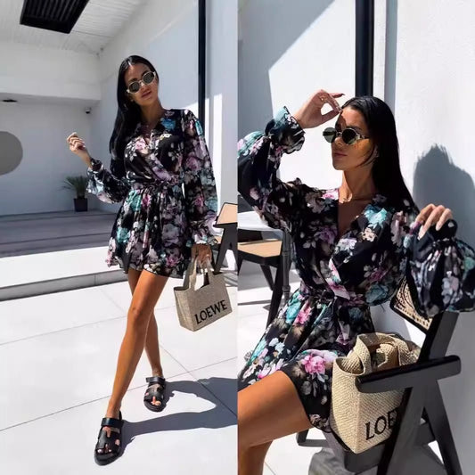 Long Sleeve Ink Printing Jumpsuit - PratSN