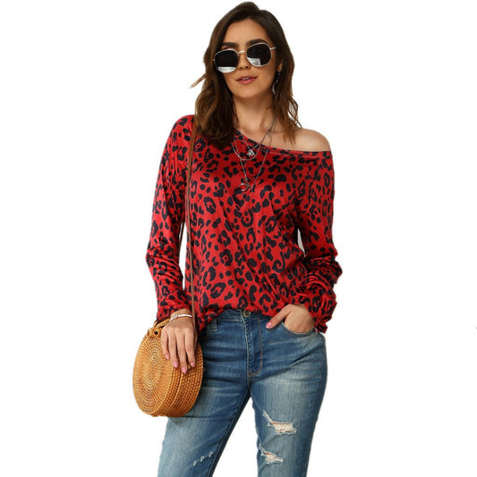 Long sleeve printed off - shoulder T-shirt - PratSN