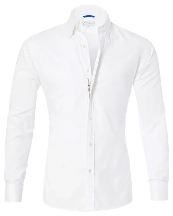 Long Sleeve Zipper Shirt With Button Design Fashion Lapel Tops For Mens Clothing - PratSN