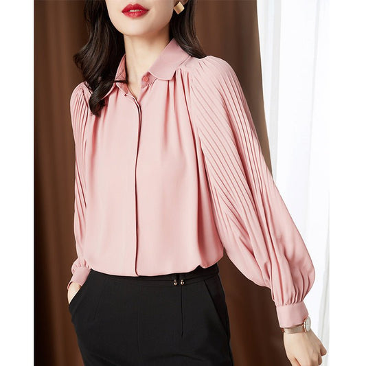 Loose Long - sleeved Women's Fashion Puff Sleeve Lapel Chiffon Shirt - PratSN