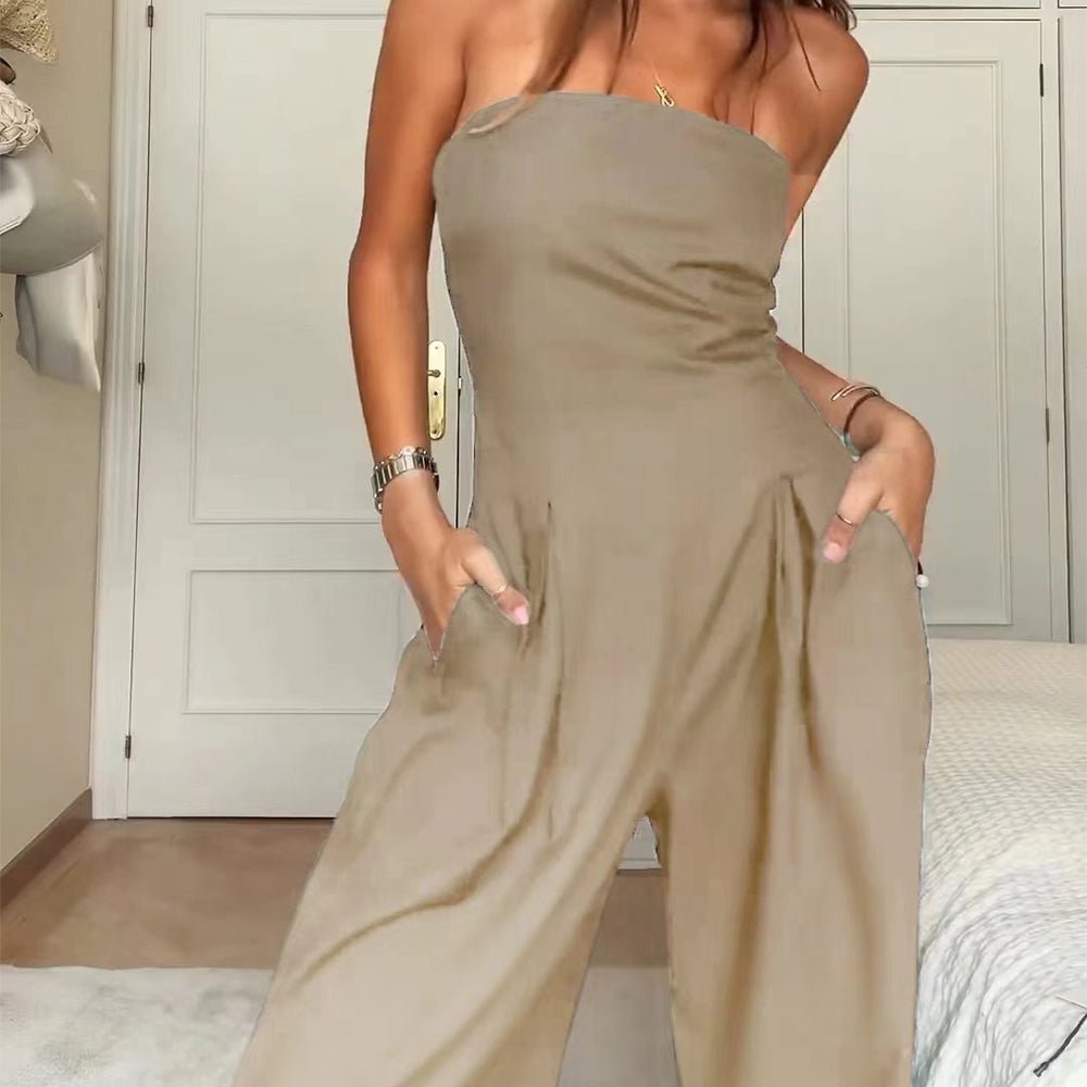 Loose Tube - top Jumpsuit Ins Fashion Backless Wide Leg Long Pants Overalls Women's Clothing - PratSN